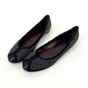 New Balenciaga Black suede Studded Flats 8